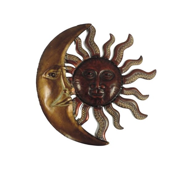 Celestial Sun and Moon Metal Hanging Wall Art - Picture 1 of 3